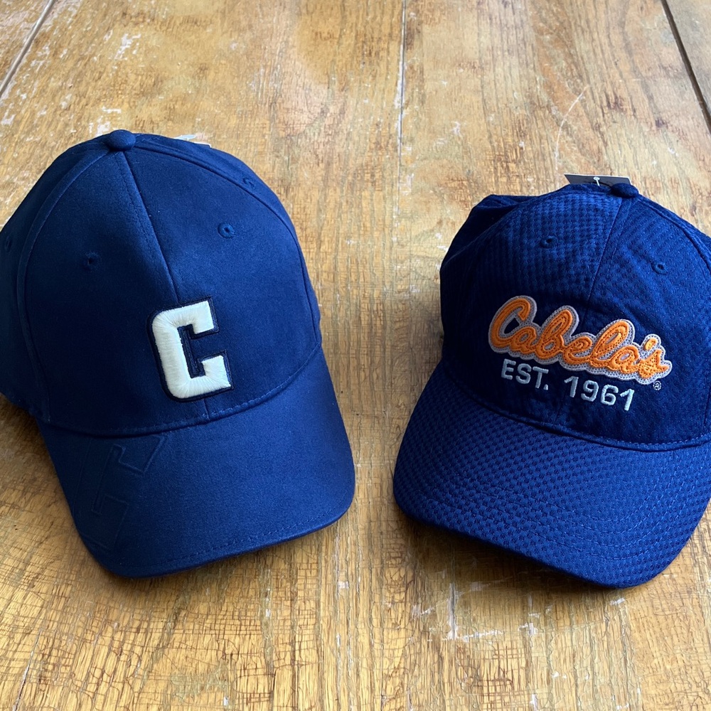 2 x Cabela's Navy Caps with Logo Embroidery